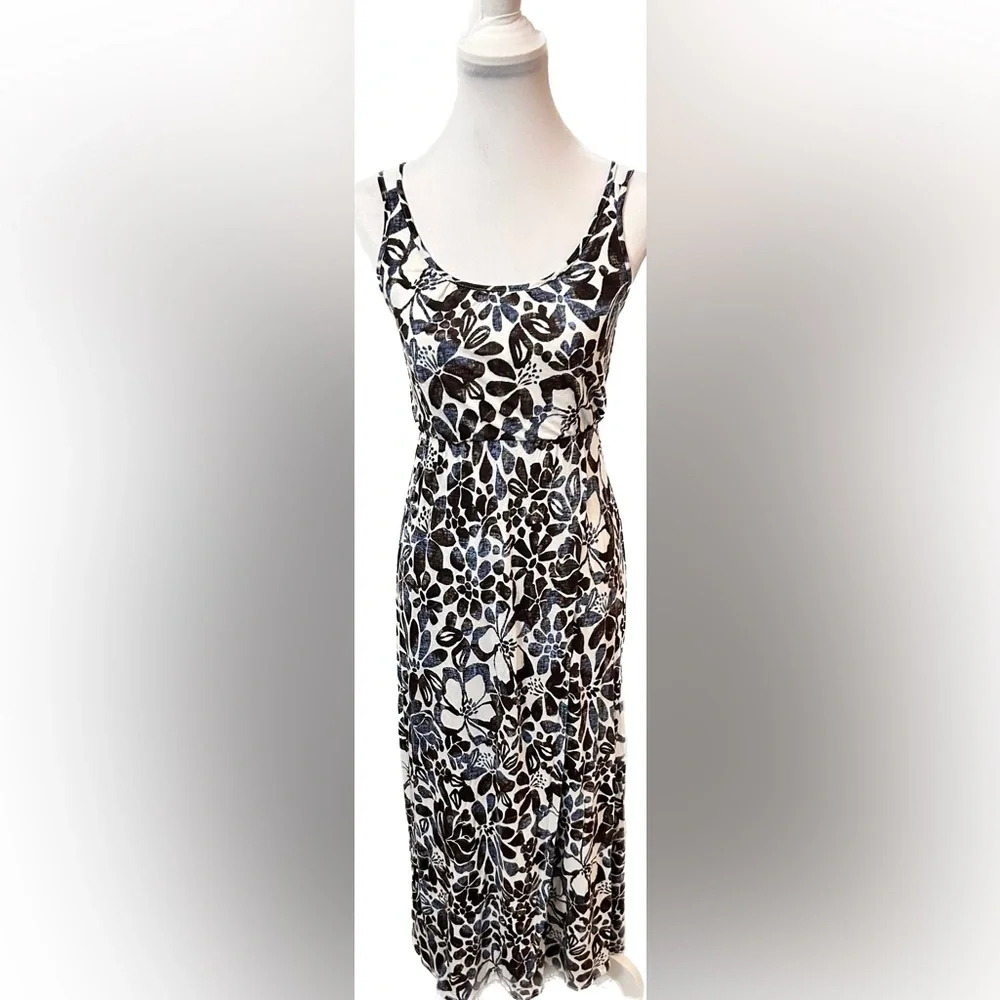 NWOT 💋 LOFT 💋 Brown & Navy Blue Floral Print Strappy Maxi Dress - XSP - Picture 8 of 9